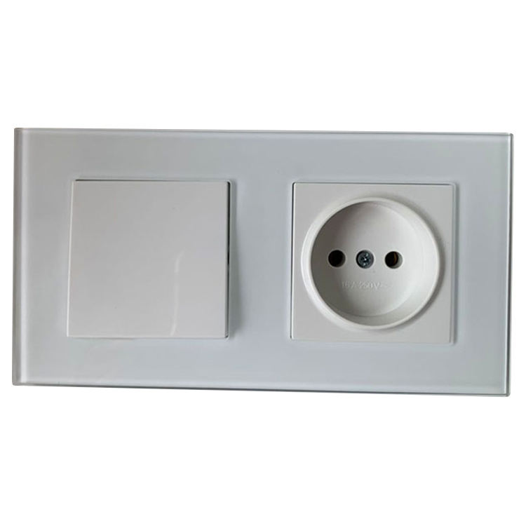 New Arrival Crystal Glass Panel Socket 10A EU Electric Switch Socket Eu Standard Switches Sockets