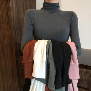 Camiseta Harajuku sólida para mujer, camisetas de primavera y otoño, camisetas coreanas de cuello alto ajustadas de manga larga, camisetas blancas y negras, camisetas de los años 90 - Product Image 3