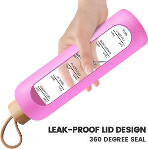 Bouteille d'eau en verre avec couvercle en bambou, étui de protection en silicone, 1000 ml, bouteille de sport avec bouchon à vis - Product Image 5