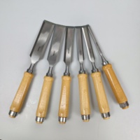 Ensemble de ciseaux à bois allemands robustes en acier CR-V, 6 pièces, ciseaux plats pour le travail du bois, manche en bois, ciseaux à bois avec sac en toile