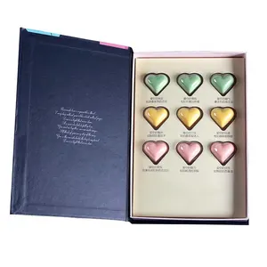 थोक मूल्य कस्टम हॉट बिक्री रिबन वैलेंटाइन का दिन 9-टुकड़ा दिल के आकार के उपहार बॉक्स स्टार चॉकलेट बॉक्स