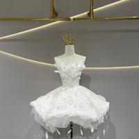 Jfh77 Robe de mariée courte Jancember, modèle très prisé, sans bretelles, avec dentelle et sequins 3D, idéale pour les fêtes, fabrication artisanale, ravissante