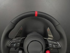 พวงมาลัยคาร์บอนไฟเบอร์พร้อมแป้นเปลี่ยนเกียร์สำหรับ <span class=keywords><strong>Audi</strong></span> S3 S4 S5 S6 S7 A3 A4 A5 A6 A7 Q3 Q5 Q7 พวงมาลัยสปอร์ตแบบกำหนดเอง - Product Image 3