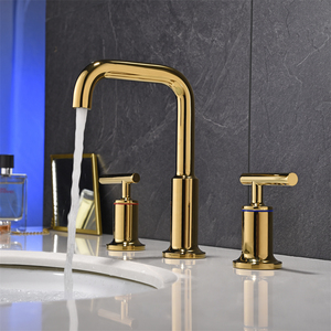 Wholesale Price Brass Gold Three Holes Basin Dual Handle Bathroom Wash Basin Tap Faucet - Product Image 2