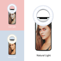 Huizon HZC-L05 Anneau lumineux à clip de haute qualité pour selfie, lumière d'appoint LED rechargeable pour téléphone/appareil photo, maquillage, vlog, prise de vue, batterie 200 mAh