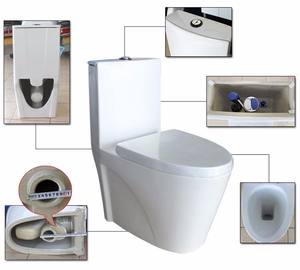 Sanitaires Chaozhou, WC en porcelaine à poser au sol, WC à chasse d'eau, toilettes en céramique monobloc pour salle de bain - Product Image 2