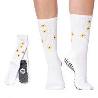Chaussettes antidérapantes à logo brodé personnalisé, côtelées numériquement, avec grip intégral en silicone à pois pour yoga et pilates, pour enfants, vente en gros, faible MOQ