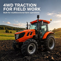 Tracteur agricole 4x4 110 ch avec climatisation, démarrage électrique, tracteur à roues pour l'agriculture