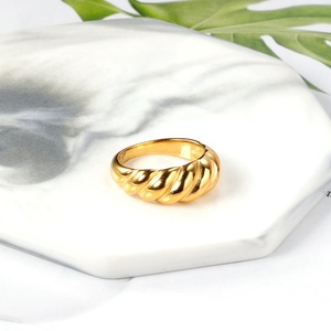 Anillos de Acero Inoxidable con Baño de Oro de 18K, Estilo Croissant, Modernos, Sencillos y a la Moda, para Mujer, en Oferta - Product Image 5