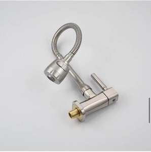 モダンシングルハンドルサテンニッケルキッチン蛇口カエル水平回転ヘッドセラミックバルブコアシングルホールコールドディッシュ洗面台 - Product Image 4