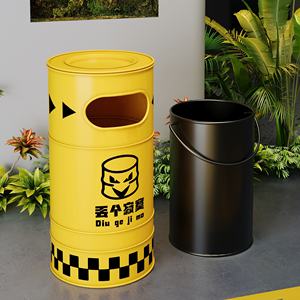 Tempat Sampah Multifungsi Industri Besi Tahan Angin untuk Komersial, Kedai Teh Susu, Taman Kanak-Kanak, Luar Ruangan, Modern, Kreatif, dan Tahan Minyak - Product Image 3