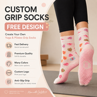 Chaussettes de yoga mi-mollet antidérapantes et absorbantes avec logo personnalisé, conception gratuite, chaussettes antidérapantes pour le fitness, le Pilates, chaussettes à grip pour femmes