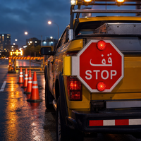 Bras de signalisation électronique 12V 24V pour bus scolaire, panneau STOP en aluminium pour bus scolaire avec son et lumière d'avertissement