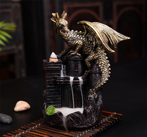 creativo dinosaurio de la resina Castillo reflujo incienso quemador cascada titular de la Casa de Té Decoración - Product Image 3