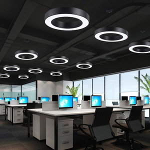 Lámpara Colgante LED Redonda Negra Moderna E26, 5000K Luz Diurna, AC85-265V, Alta Luminosidad, Regulable, para Sala de Estar - Product Image 1