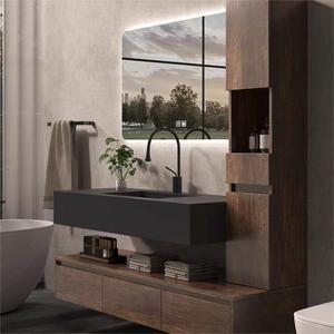 Phòng tắm sang trọng Vanity phần cứng với đá Slate chìm khách sạn với LED ánh sáng gương thép không gỉ hiện đại Simu 2 bộ tam giác - Product Image 2