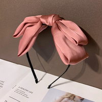 Serre-têtes coréens pour femmes, doux, double couche, en tissu de mode, avec nœud supérieur en satin de soie et grand nœud papillon