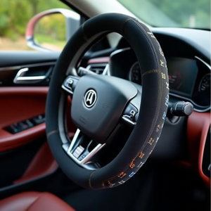 Funda para Volante Negra con Diseño de Patrón H para Uso en Interiores de Automóviles - Product Image 3