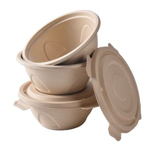 Bol à salade rond en paille de blé à usage unique écologique compostable - Product Image 4