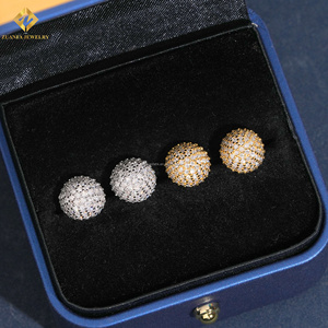 ZUANFA JEWELRY Moissanite Ball <b>Stud</b> Earrings 925 <b>Silver</b> 18K Gold Plated Micro Pave Round Brilliant Cut Luxury Unisex - Product Image 5