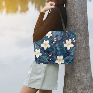 Hawaii Plumeria Pattern Leather <b>Tote</b> Bag Women Shoulder Handbag Floral Carryall for Daily Use - Product Image 6