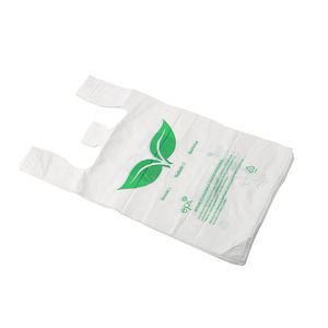 Camiseta Compostable Heavy Duty Camiseta Bolsa Logo Color puro Ecológico Reutilización Bolsa de compras Solución de embalaje biodegradable - Product Image 4