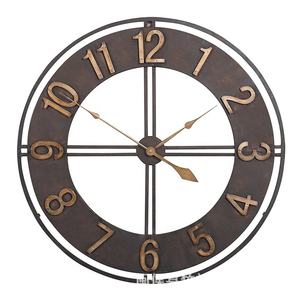 壁時計23.6インチ特大素朴なビンテージ金属無声非チッキング電池式装飾用大きなアラビア数字 - Product Image 5