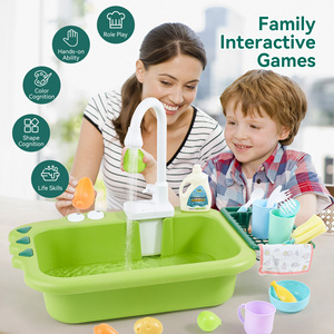 Jouet de cuisine Crocodile avec évier à eau courante électrique, ensemble de jeu de vaisselle, jeu de simulation de lavage, sûr et non toxique pour les enfants - Product Image 4