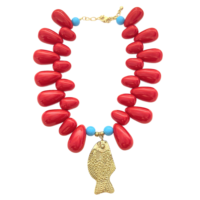 Nouvelles Tendances Collier Ras du Cou Unisexe en Alliage Plaqué Or 18K avec Chaîne à Maillons Cœur et Perles d'Imitation Corail, Style Chunky, Cadeau de Fête