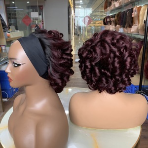 Hot Selling Machine Made Super Double Drawn Bouncy <b>Curly</b> Headband <b>Wigs</b> Natural Human <b>Hair</b> <b>Wigs</b> - Product Image 4
