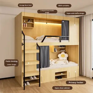 Двухъярусная кровать для хостела, апартаментов, общежития, из массива дерева, минималистичный современный дизайн, игровая кровать-капсула для отеля - Product Image 2