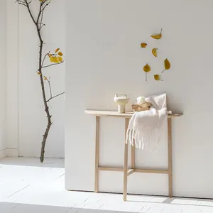 Französisches Land Japandi Holz Seitenkonsole Tisch multifunktionaler Schlusstisch für Wohnzimmer oder Esszimmer mit natürlicher Oberfläche