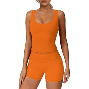 Conjunto Deportivo FOXA para Mujer, 2 Piezas, Top Corto y Pantalones Cortos de Cintura Alta, Ropa Deportiva para Gimnasio, Yoga, Transpirable, Spandex, Poliéster - Product Image 1