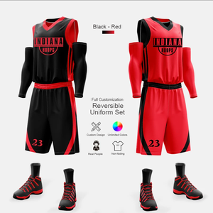 Ensembles d'uniformes de basketball réversibles personnalisés pour garçons, imprimés par sublimation, 100 % polyester, sans manches, respirants - Product Image 3