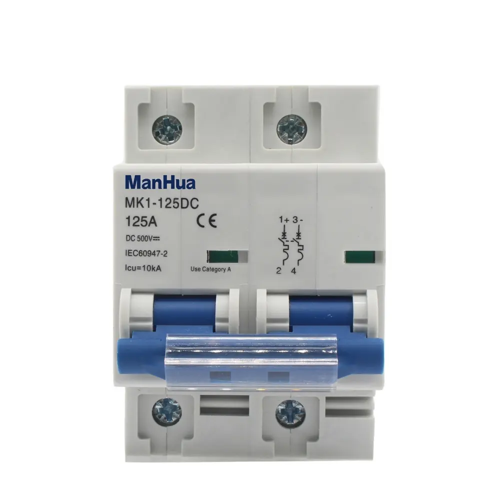 Circuit Breakers Double 2 Poles DC 500V MK1-125 80A 100A 125A MCB Household Air Switch Machine 10KA Overload Protection Miniature Circuit Breaker