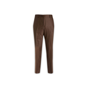 Excellente offre Designer Brian Dales Pantalon en lin mélangé marron Fermeture frontale cachée Pantalon coupe cigarette - Product Image 1