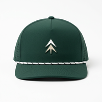 Casquettes de golf perforées découpées au laser, haute performance, imperméables et respirantes, à 5 panneaux, avec logo PVC personnalisé, de qualité supérieure