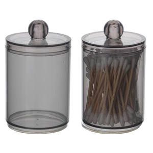 Organisateur de maquillage moderne en acrylique transparent avec couvercle en plastique, conteneur de rangement multifonctionnel, capacité de 1 à 3 L, pour tampons de coton, bâtonnets de coton, salle de bain - Product Image 3