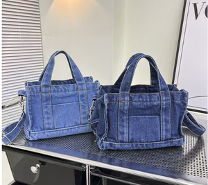 批发牛仔购物袋新设计时尚压花便携式牛仔购物袋手提袋 - Product Image 4