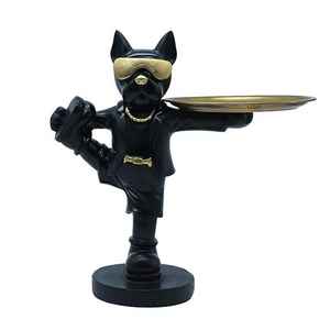 Élégante Sculpture de Chien Noir de Compagnie, Support de Plateau Moderne, Figurine de Luxe pour Décoration Intérieure, Accent de Table, Pièce d'Art Unique - Product Image 6
