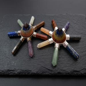 En gros, Poids de papier en cristal de quartz clair sculpté en forme de pyramide à 7 pointes, Générateur d'énergie, Guérison Reiki, Thanksgiving - Product Image 5