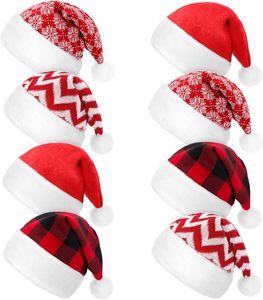 Hot Xmas Hat Decoration Santa Hat with Lining Li Felt <b>Red</b> and White Stripe <b>Sequin</b> Christmas Plush Christmas Hat for Adult Kids - Product Image 1