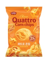 Chips de maïs Quattro Corn au fromage, texture ondulée à quatre couches, saveur de poudre de fromage, collation savoureuse, arôme noisette, à base de maïs, vente en gros