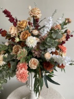 Boule de fleurs en soie de 60 cm pour centre de table, décoration de mariage et d'événements, durable, couleur automne orange et marron