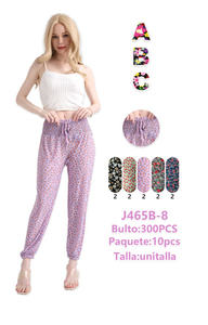 Pantalon de pyjama pour femme, imprimé floral, en tricot de coton et élasthanne, avec cordon de serrage, taille mi-haute, longueur intégrale, décontracté, pour le printemps - Product Image 1