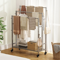 Étagère de rangement mobile à 3 niveaux en métal moderne pour serviettes, couvertures et draps, avec panier de rangement et support de séchage