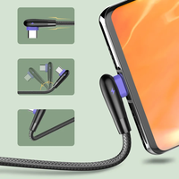 LDNIO LS561 kabel listrik Usb tipe-c, kabel Data Usb mikro tipe-c sudut kanan 90 derajat, 1m 2,4 A kepang Pvc pa TYC kabel Data
