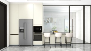 High-end di lusso personalizzato in acciaio inox cucina armadio di stoccaggio con lavello ad alta lucentezza cucina parete armadio con porta di vetro - Product Image 6