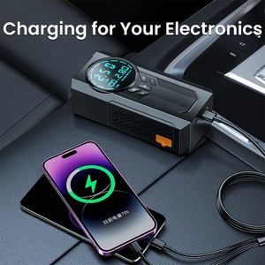 Démarreur de batterie de voiture portable 4-en-1 d'urgence 15000mAh, booster au lithium, batterie externe, gonfleur de pneus, lumière LED, moto 1000A - Product Image 5