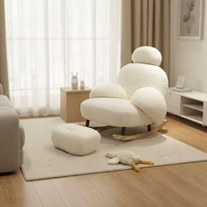 Nuevo Sillón de Diseño Nórdico de Lujo, Personalizado, de Tela, Estilo Casual, Color Rosa, Decorado, para Sala de Estar, Hogar, Sillón Individual Mecedor - Product Image 2